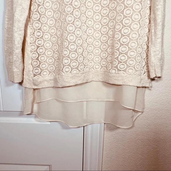 Lucky Brand Layer Lace Crochet Sweater, Small - Picture 5 of 8